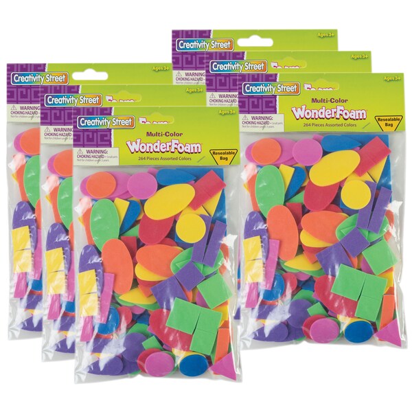 Creativity Street WonderFoam Shapes Assortment, Assorted Colors + Sizes, 264 Pieces, PK6 PAC4312 - main